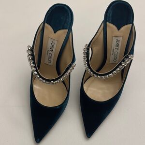Jimmy Choo Blue Crystal Embellished Heels